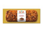Farsbrød af grise- og kyllingekød med kommen, pakket på en gul bakke.