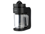 Storcător de citrice și răzătoare electrică 2 în 1 SILVERCREST, negru, cu recipient transparent.