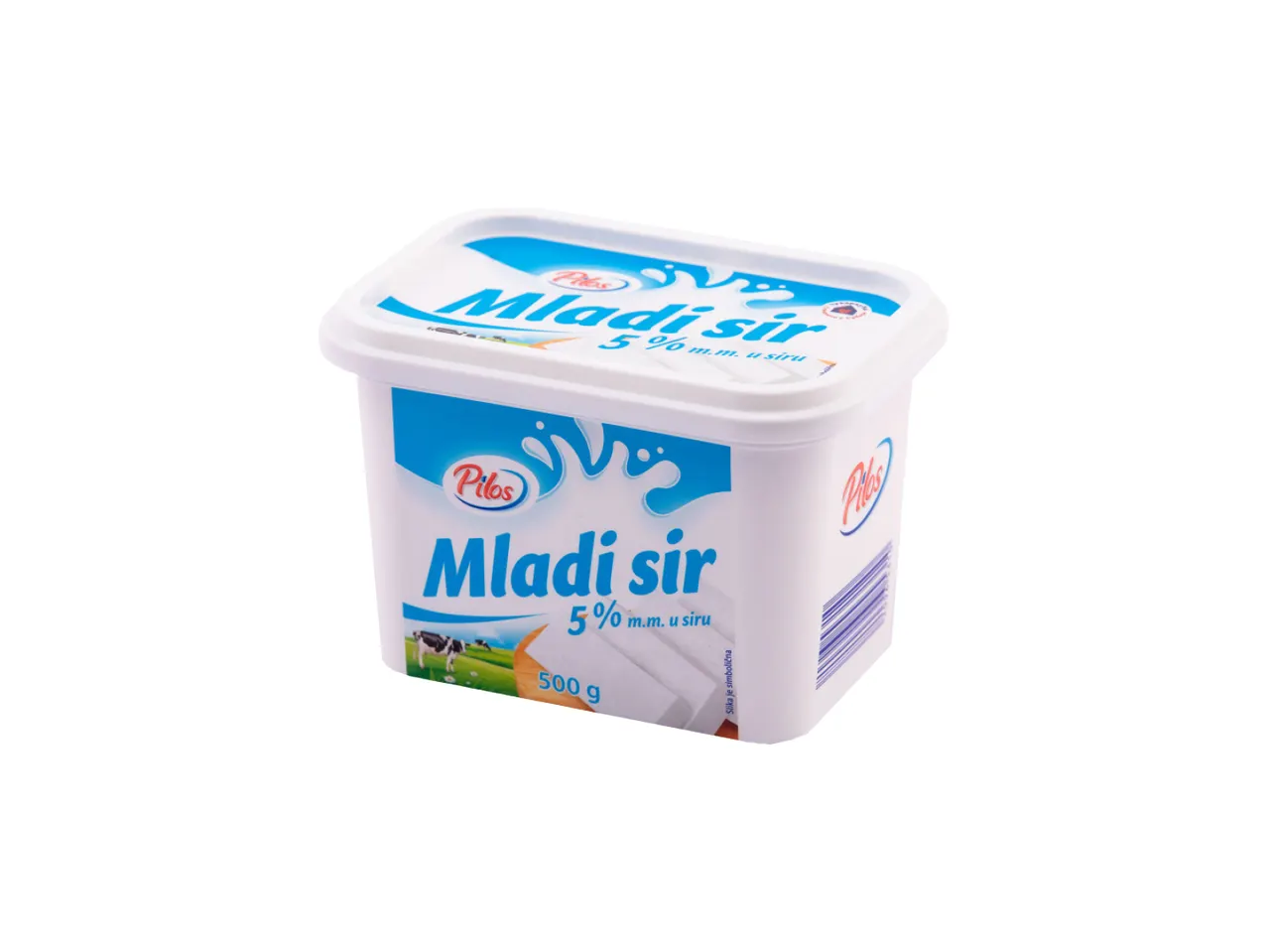 Beli sir Pilos Mladi sir sa 5% mlečne masti u pakovanju od 500g.