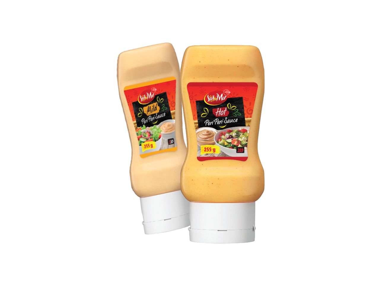 Dve boce Sols Mar Peri Peri sosa, jedna blaga i jedna ljuta, obe 255g.