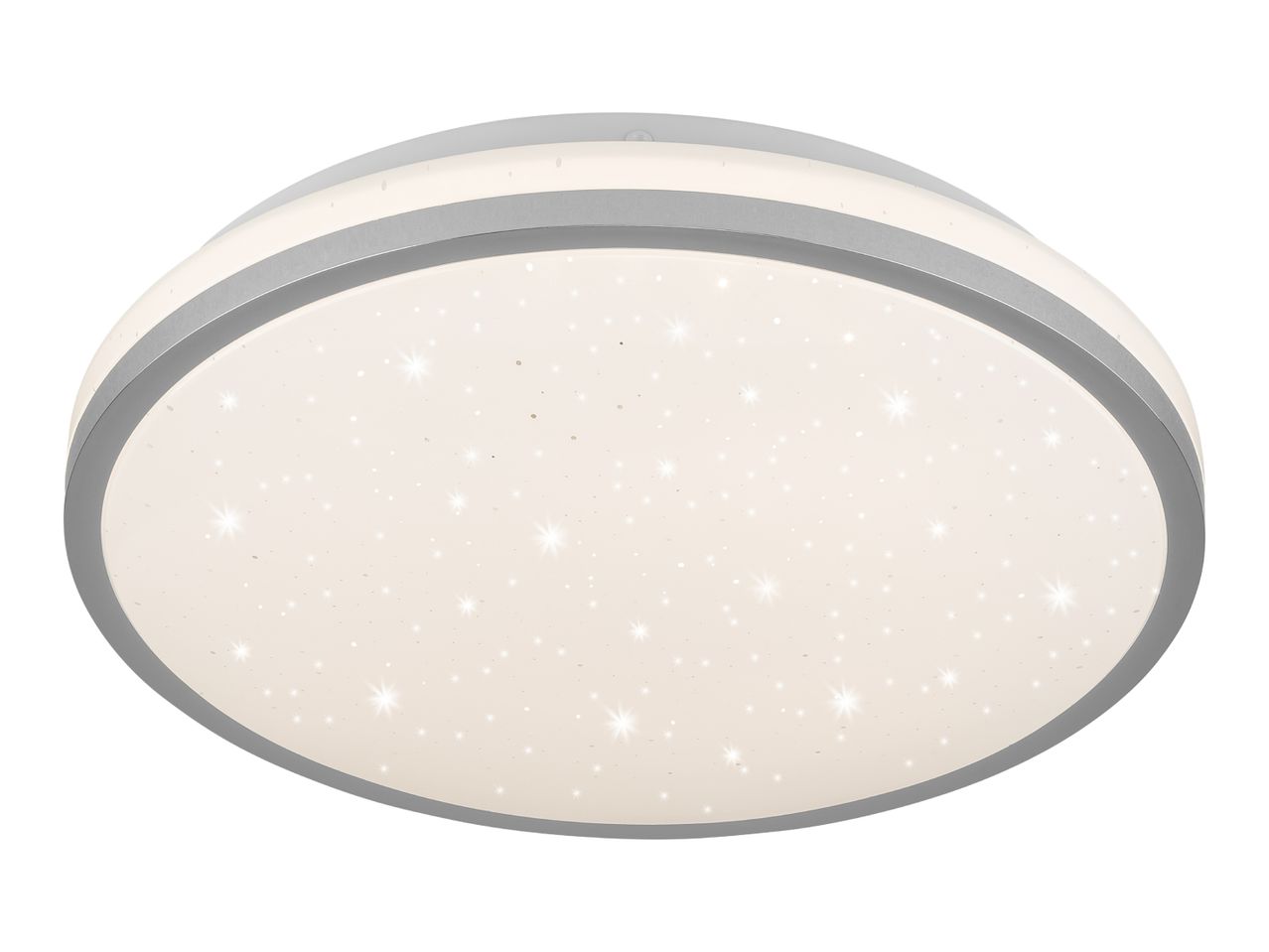Round LED ceiling light with a starry sky effect and a silver-colored rim.