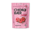 Lyserød pose med chokoladeovertrukne frysetørrede hindbær.
