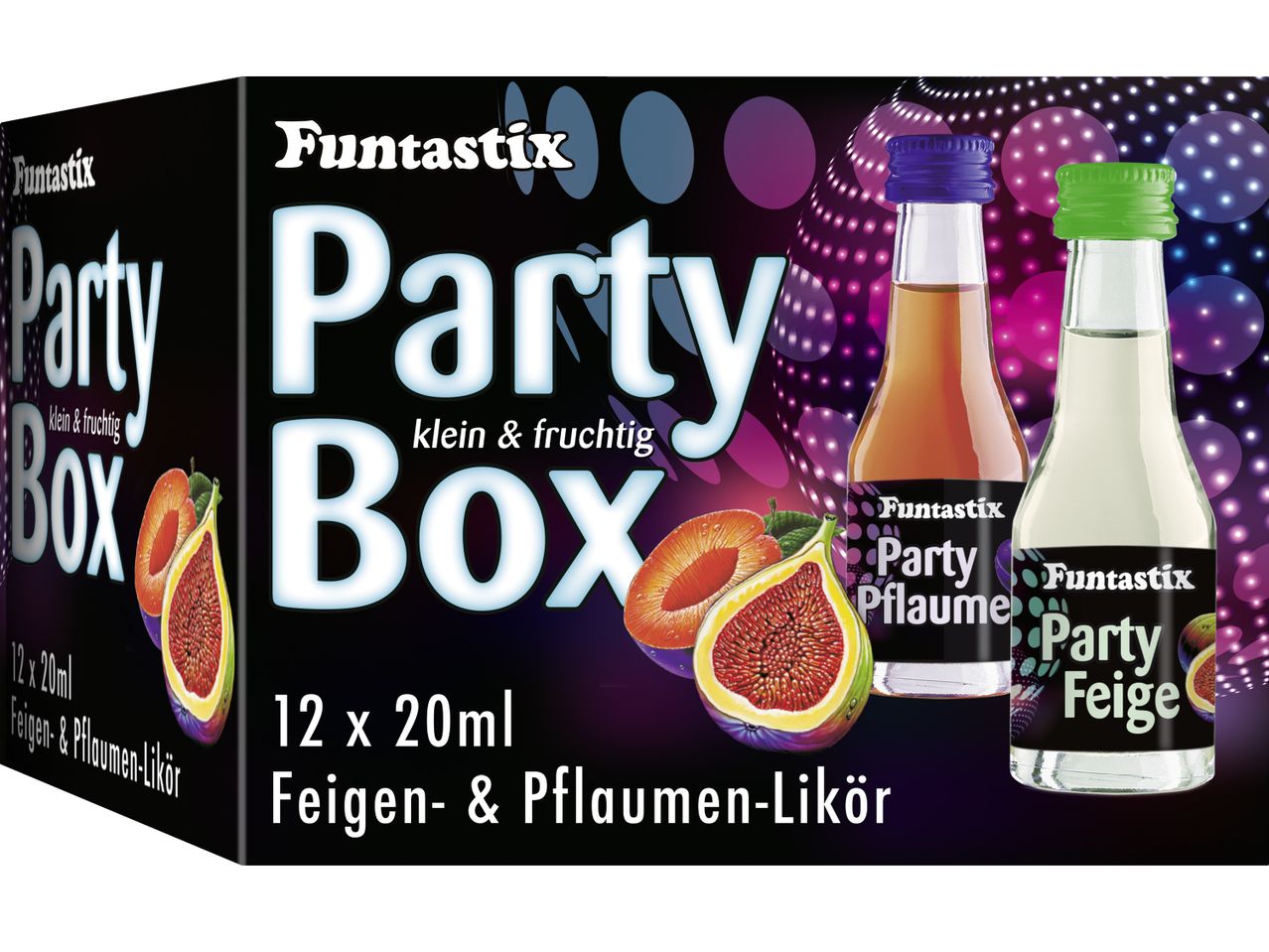 Кутия Funtastix Party Box с 12 бутилки ликьор от смокини и сливи.