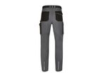 Grey work trousers with black pockets and reflective stripes, back view.