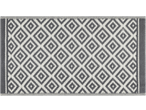 Spoljašnji tepih sa sivim i belim romboidnim dezenom.