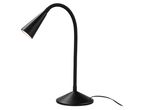 Lampada da tavolo nera con braccio flessibile e base rotonda