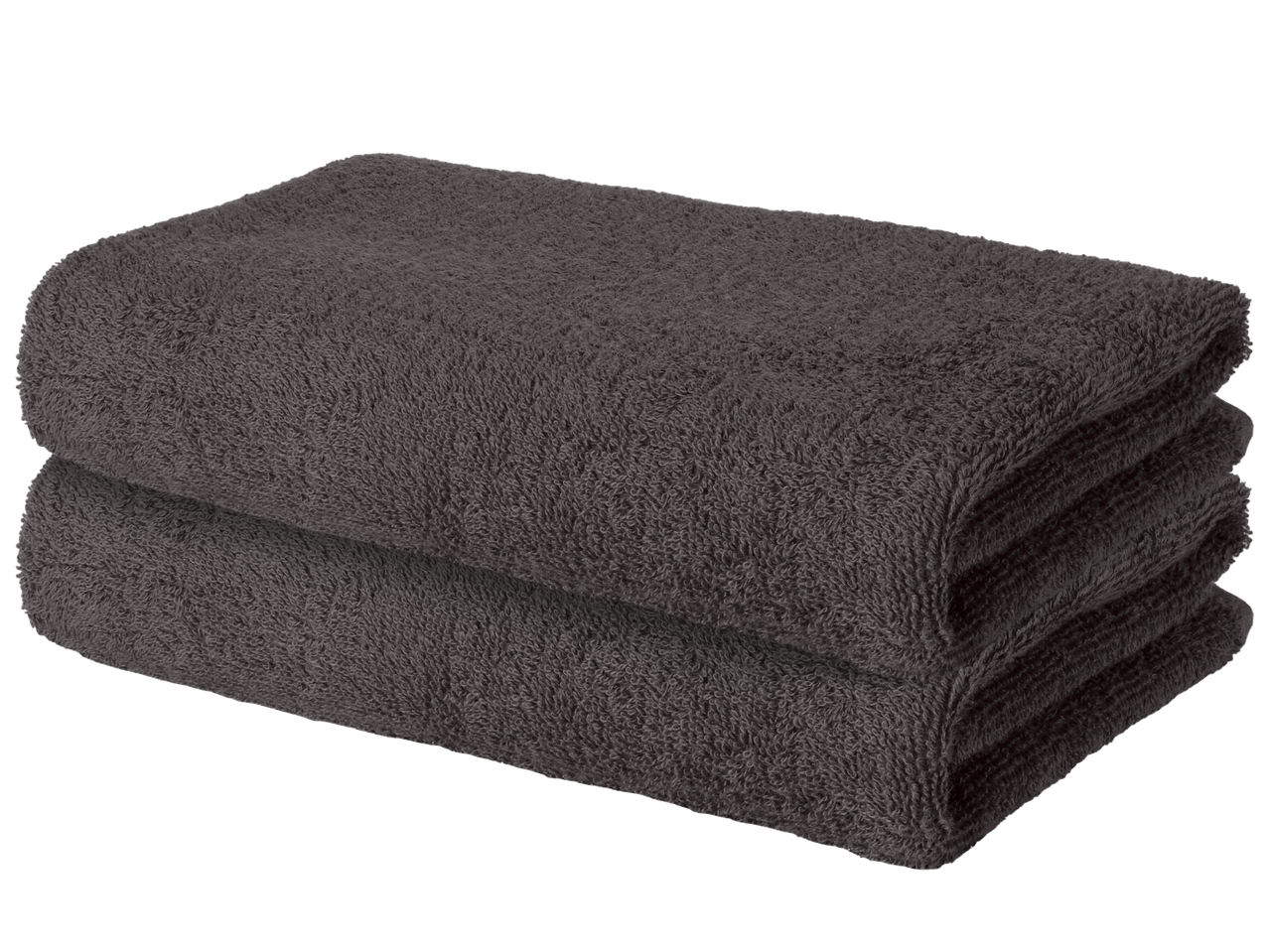 Two folded dark grey towels