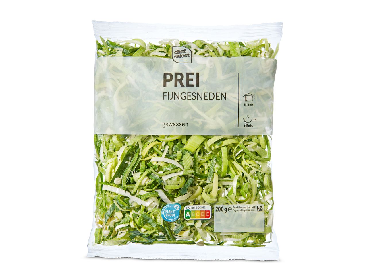 Chef Select: 200g fijn gesneden, gewassen prei.