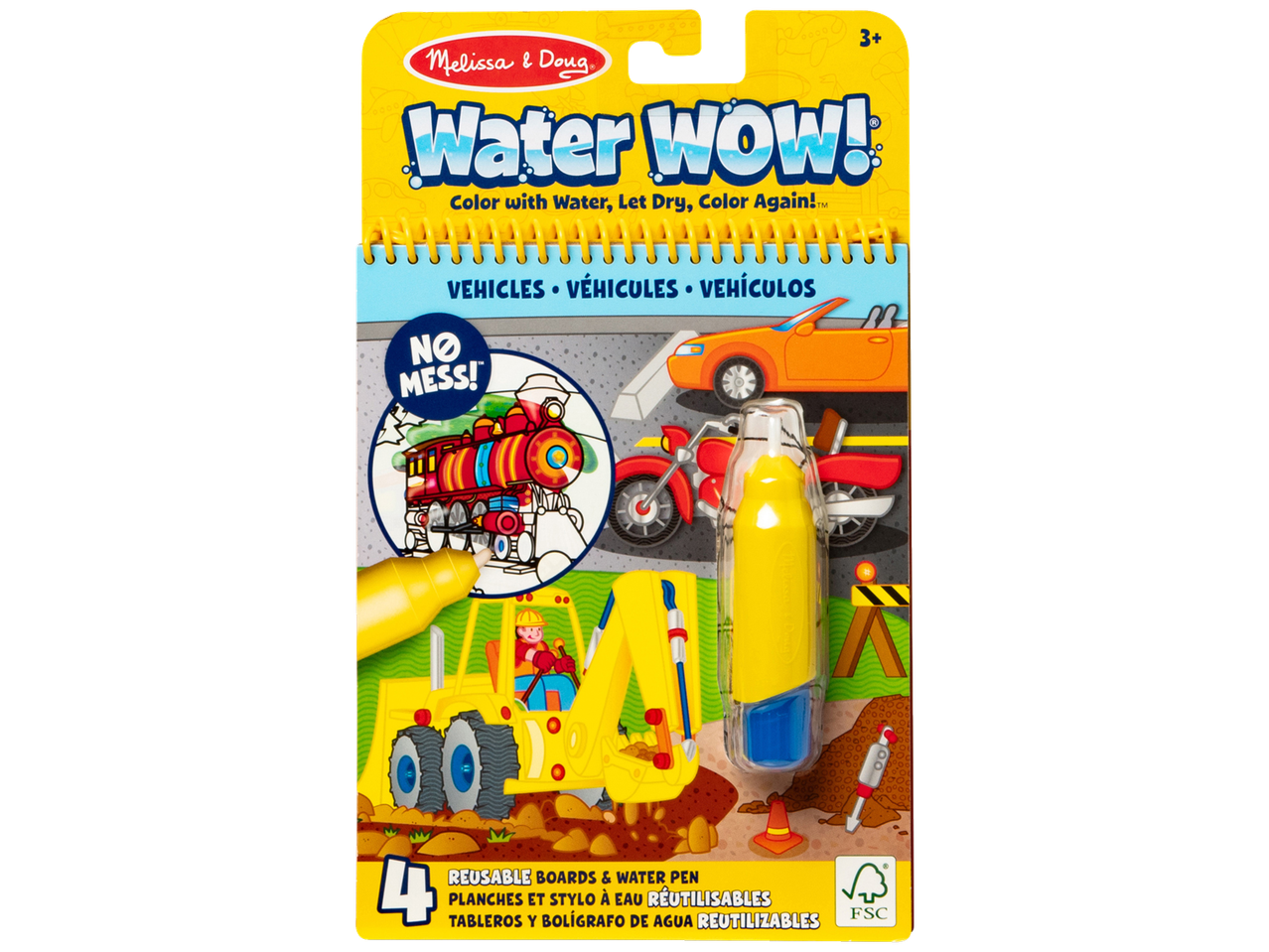 Книжка за оцветяване Melissa & Doug Water Wow! с превозни средства и дъски за многократна употреба.
