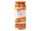 Pote de salsichas de frango Dulaño, tipo Bockwurst, defumadas.