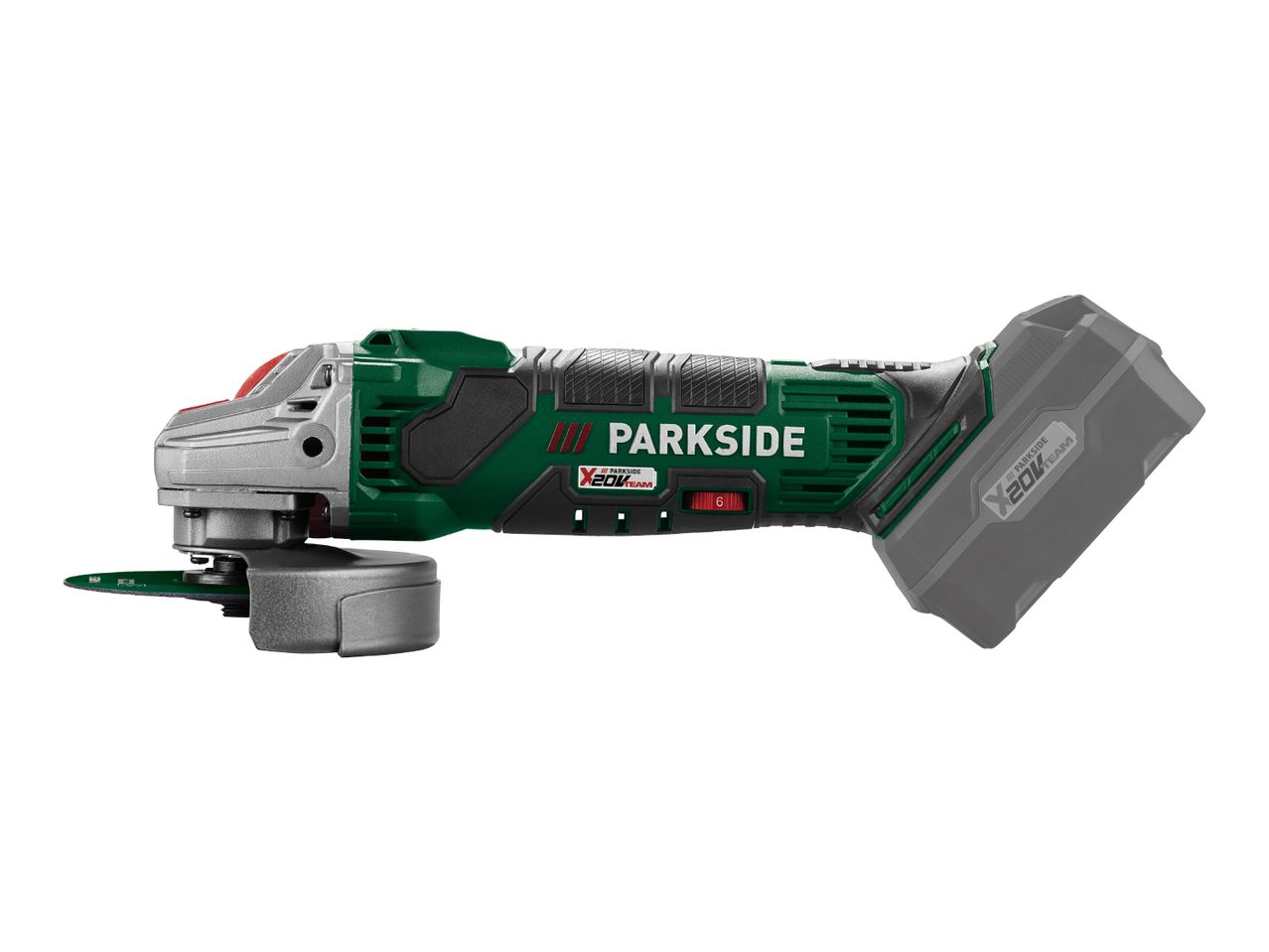 Cordless angle grinder with battery pack
