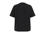 Back view of a plain black short-sleeved t-shirt.