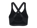 Black sports bra with criss-cross back straps and a wide elastic band.