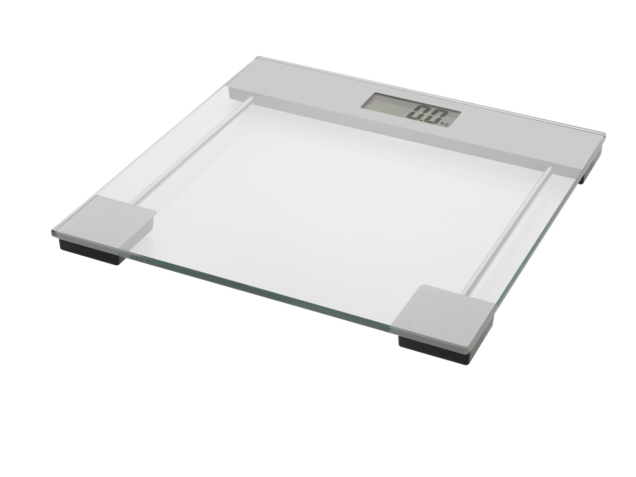 Cien BEAUTY Glass Bathroom Scales showing 0.0 kg on the digital display.