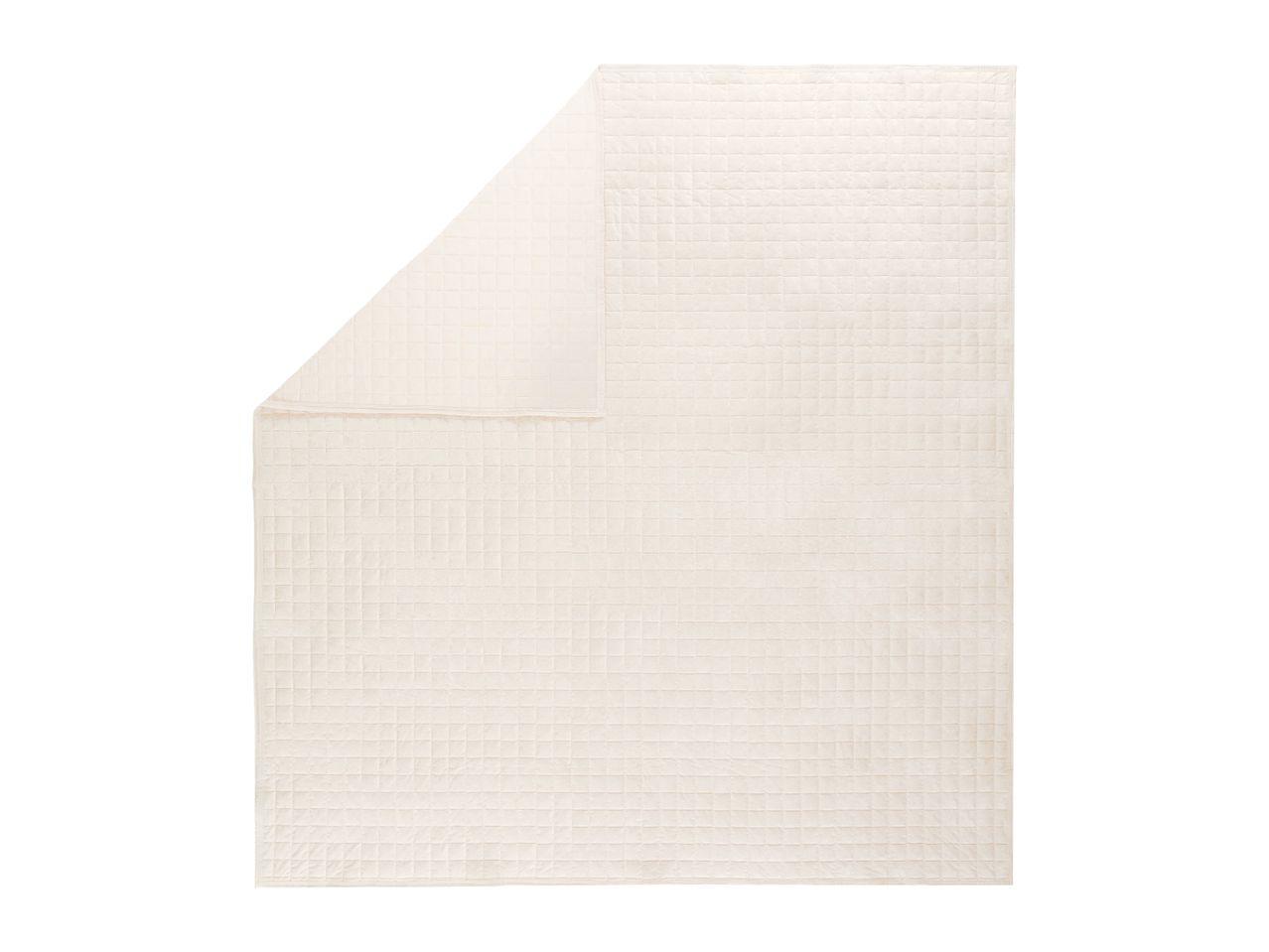 Cream-coloured quilted bedspread with a square pattern