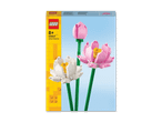 LEGO Blumen Set mit drei Lotusblüten in Rosa und Weiß.