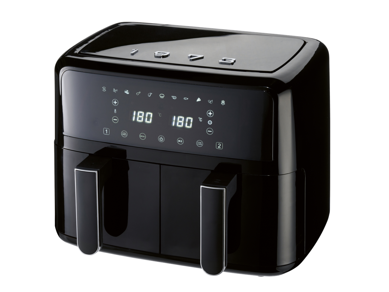 SILVERCREST® Dual Basket Air Fryer with digital display showing 180°C