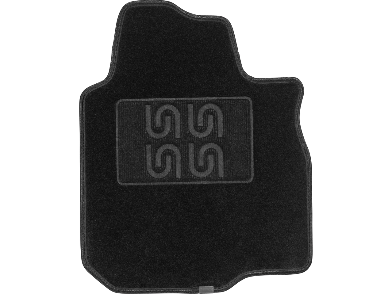 Black car mat with an embossed 'SS' logo.