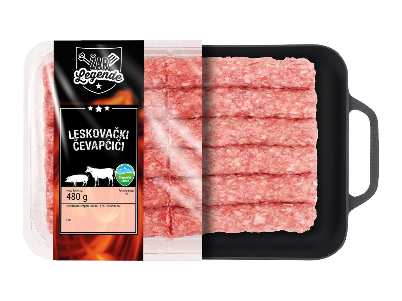Paket Leskovačkih čevapčičev znamke Žar Legende.