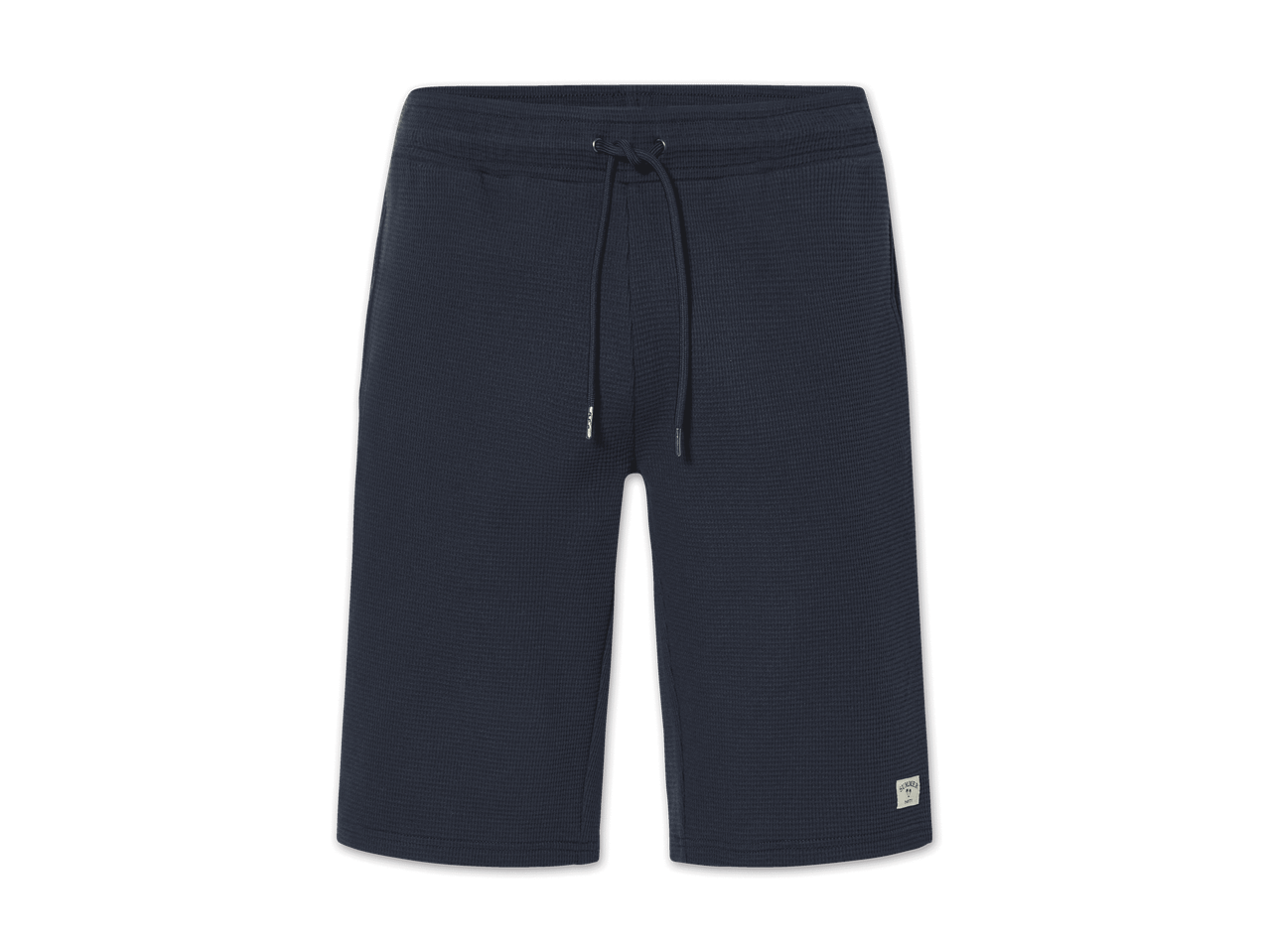 Dunkelblaue New Balance Shorts mit Kordelzug.