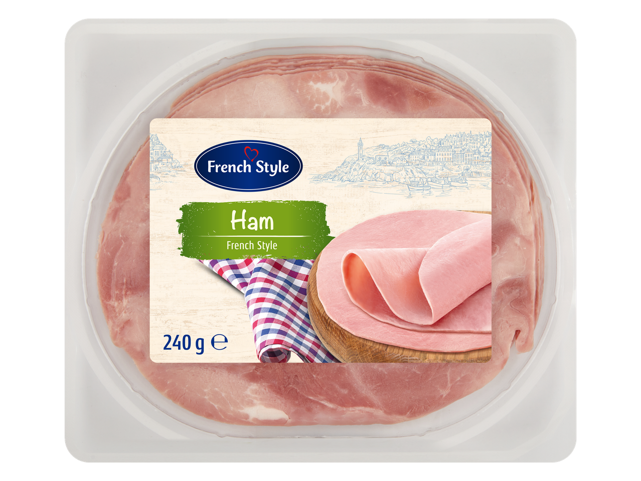 Pakuotė su prancūziško stiliaus šunka, 240 g