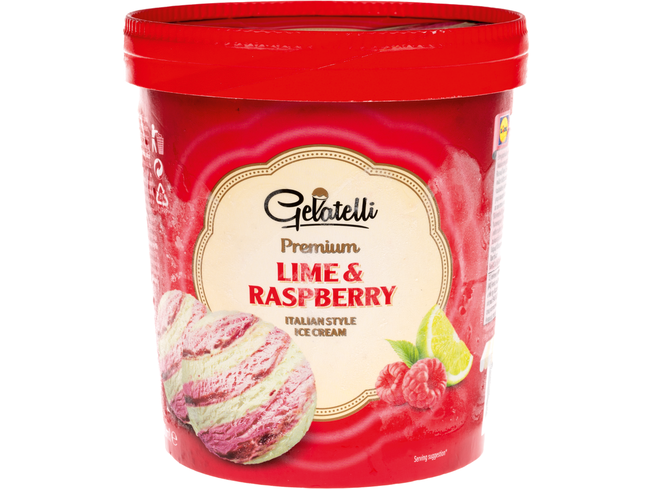 Inghețată Gelatelli Premium: lămâie verde și zmeură, stil italian.