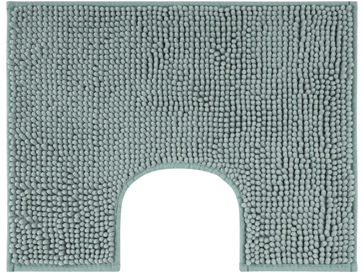 U veida vannas istabas paklājiņš, zili zaļā krāsā.