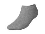 A single grey ankle sock, made of ribbed fabric, shown on a white background.