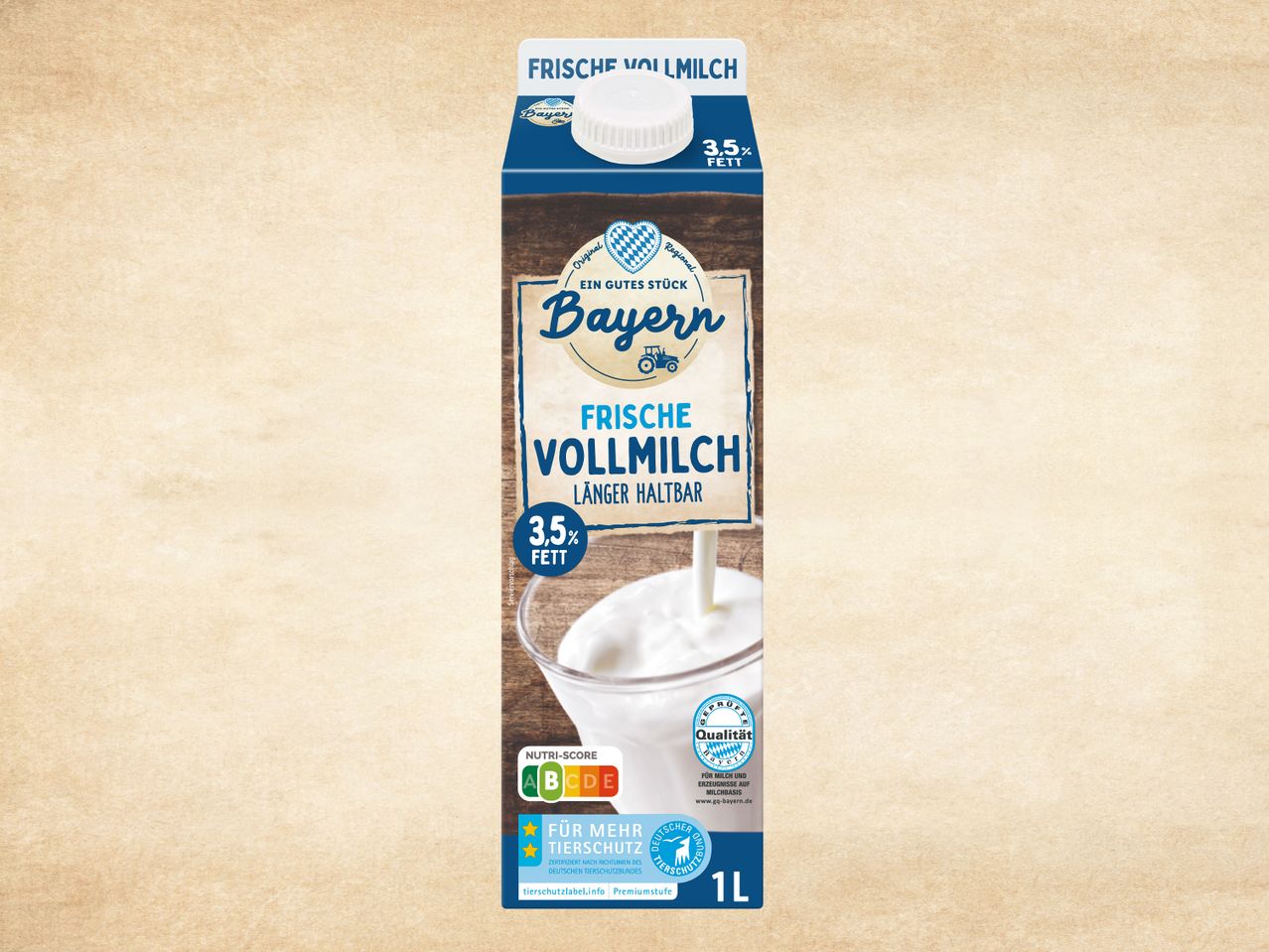 Bayern frische Vollmilch, 3,5% Fett.