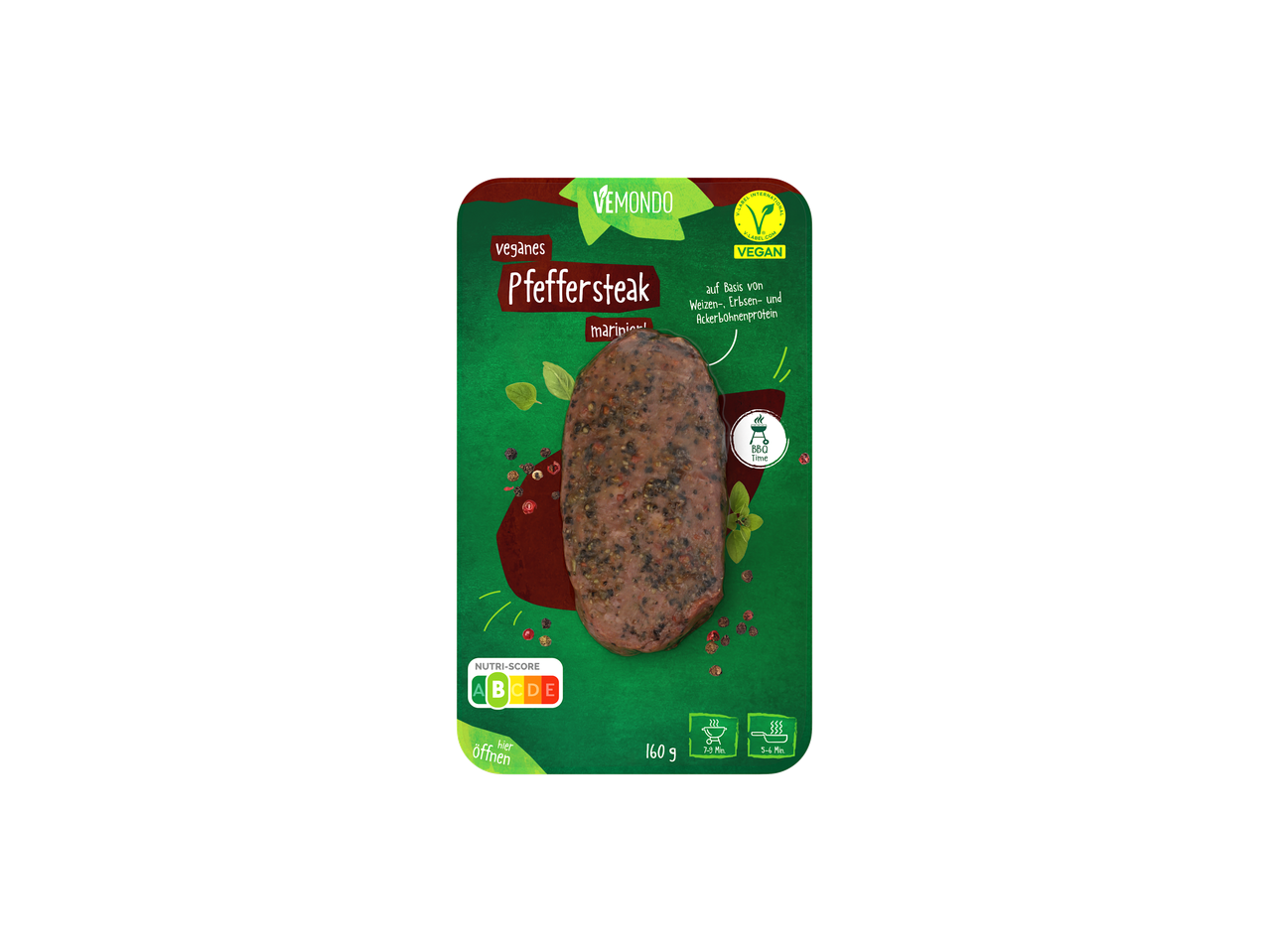 Vēmondo veganer Pfeffersteak.
