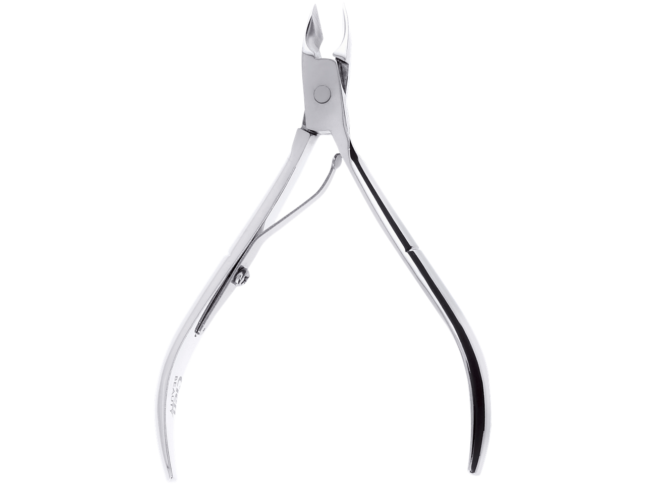 Alicate de cutículas metálico com mola, para manicure e pedicure.