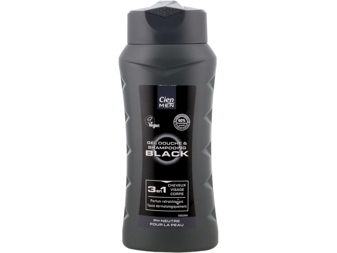 Cien Men Gel douche et shampooing 3-en-1 Black pour cheveux, visage et corps.