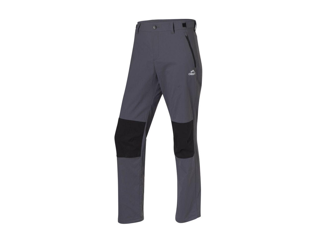 Gray Walking Trousers with black knee patches and a Crivit logo.