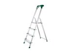 A Parkside aluminum stepladder with green accents is shown against a white background.