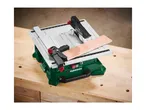 PARKSIDE table saw with a piece of wood on a workbench.