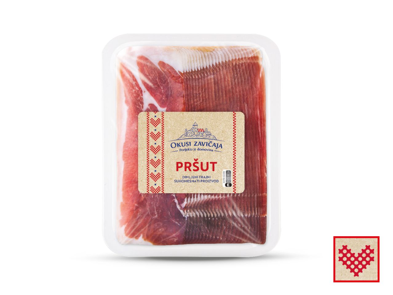 Pakiranje sušene svinjske pršute 'Veprut'.