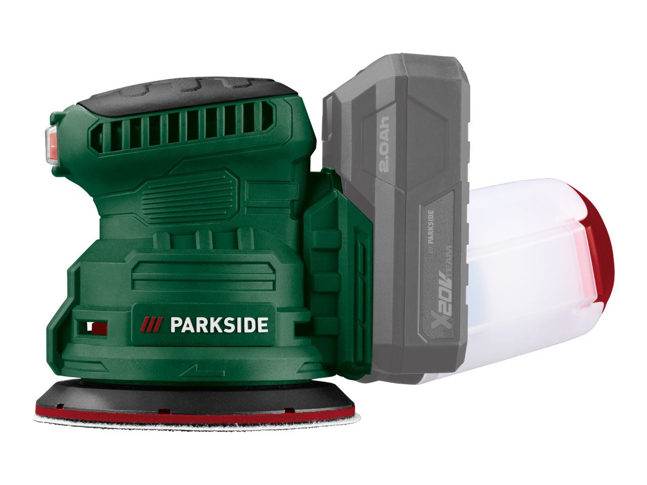 Cordless random orbital sander with battery and dust collector