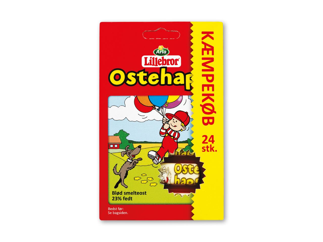 Arla Lillebror Ostehaps, 24 stk. Blød smelteost 23% fedt.