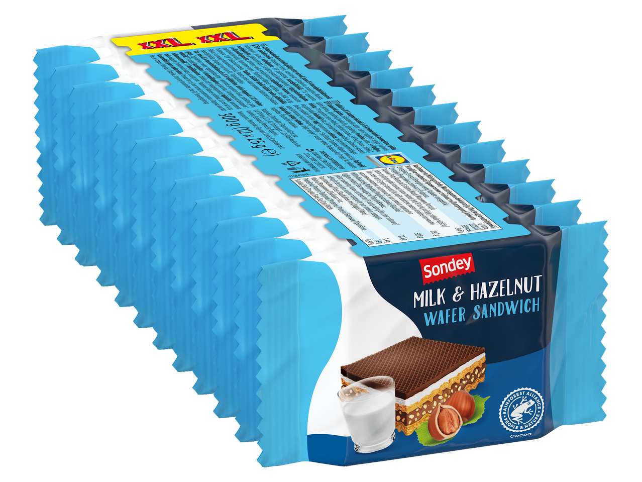 Sandwich-uri cu wafere Sondey cu lapte și alune, 12 buc.