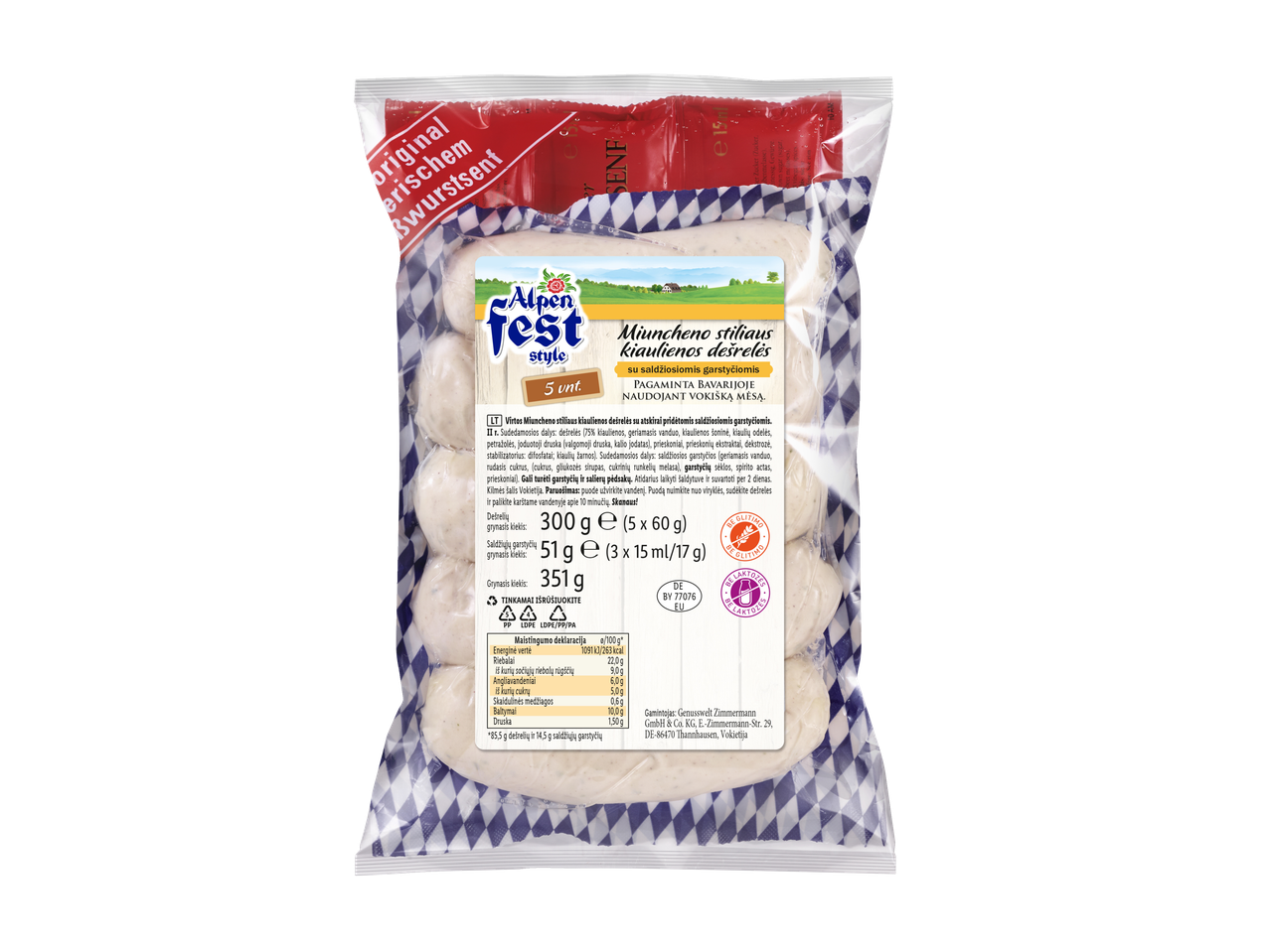 Alpen Fest style dešrelės su prieskoniais.