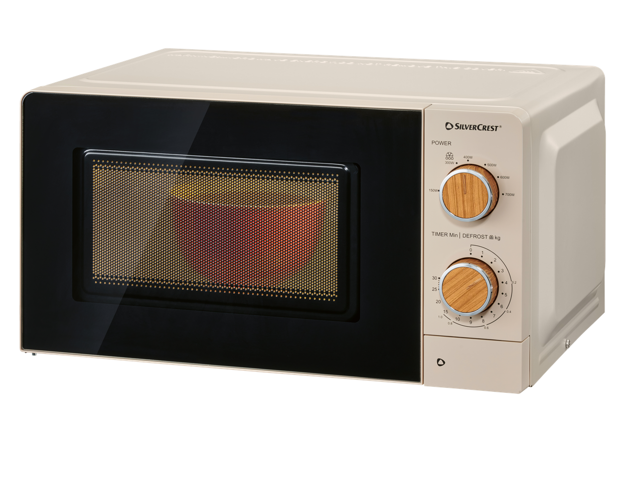 SILVERCREST® 700W Microwave with retro design and wooden-look dials