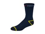 Parkside navy blue work socks with yellow accents.