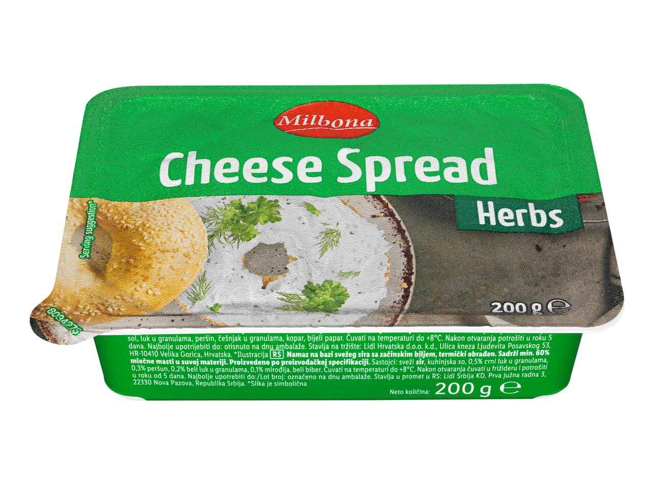 Milbona Sajtkrém, fűszernövényekkel: 200g-os