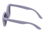 Light purple sunglasses with dark lenses, viewed from the side with arms extended.