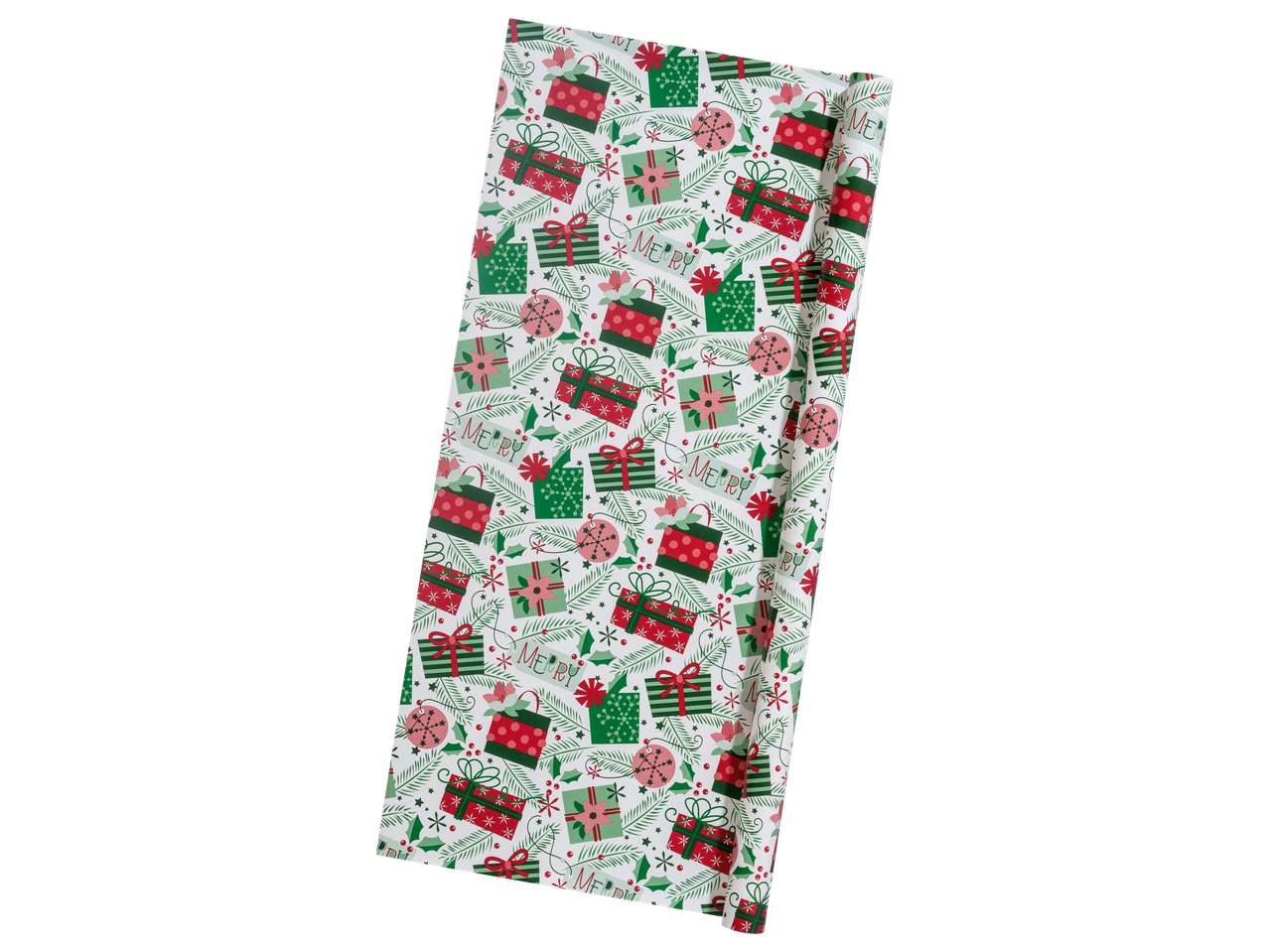 Crelando wrapping paper with Christmas gift and holly pattern