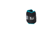 A black CRIVIT 1 kg ankle weight with turquoise trim.