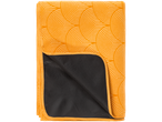 Plaid de pique-nique jaune à motif géométrique et envers imperméable.