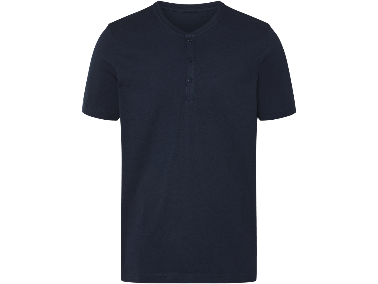 Tumši zils vīriešu henlija krekls.