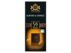 J.D. Gross mandula és narancs ízű, 56%-os kakaótartalmú étcsokoládé.