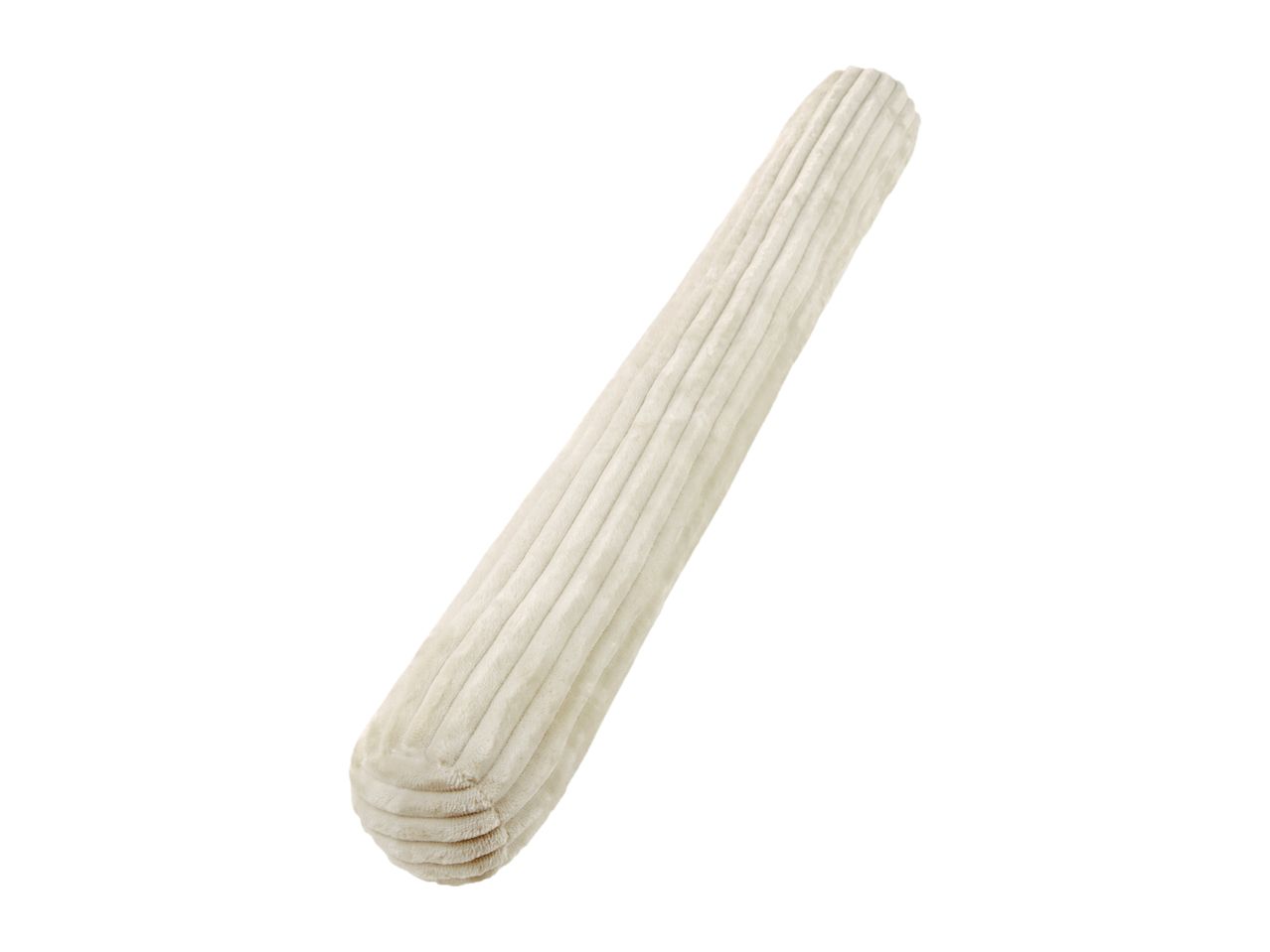 Cream-colored bolster pillow with ribbed texture